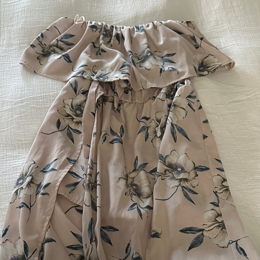 Windsor Pink Floral strapless maxi dress- M